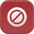 Red square icon with rounded corners featuring a white prohibition symbol.